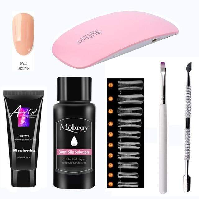 Hot Acrylic Gel Kit Nail Extension Gel Set with Nail Tips Nail Dryer Quick Dry Acrylic Builder Gel for Manicure Fingertip Extend AExp