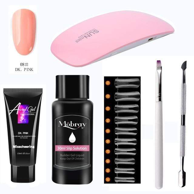 Hot Acrylic Gel Kit Nail Extension Gel Set with Nail Tips Nail Dryer Quick Dry Acrylic Builder Gel for Manicure Fingertip Extend AExp