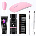 Hot Acrylic Gel Kit Nail Extension Gel Set with Nail Tips Nail Dryer Quick Dry Acrylic Builder Gel for Manicure Fingertip Extend AExp