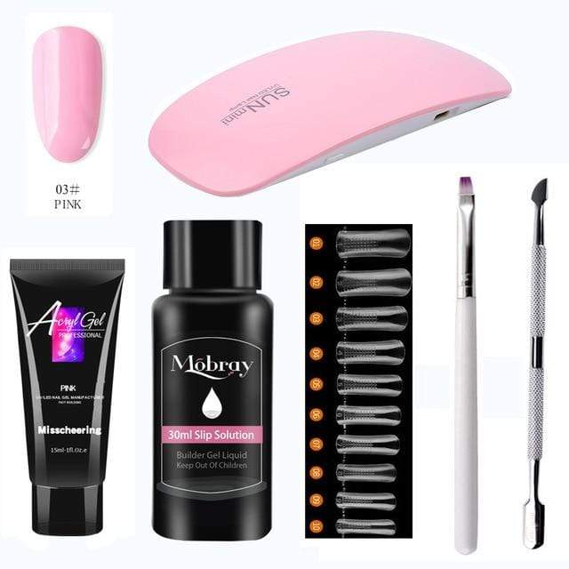 Hot Acrylic Gel Kit Nail Extension Gel Set with Nail Tips Nail Dryer Quick Dry Acrylic Builder Gel for Manicure Fingertip Extend AExp