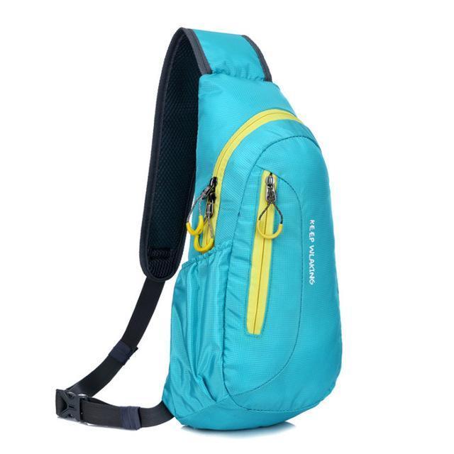 Hot Brand New Unisex Waterproof Nylon Chest Bag Men Women Running Shoulder Bag Diagonal Outdoor Sports Gym Bag sacs de course-Sky Blue-JadeMoghul Inc.