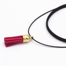 Hot Fashion Collar Torques Statement Pure Black Velvet Leather Tassel Pendant Multilayer Chokers Necklace For Women 2017 Jewelry-Rose Red-JadeMoghul Inc.