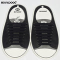 Hot Fashion New 16Pc/Set Women Men Athletic Shoelaces Elastic Silicone All Sneakers Fit Strap-Black-JadeMoghul Inc.