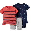 Hot! high quality Teamsters baby boy & girl clothing set short T-shirt + shorts or + romper 3 pcs Set baby clothes-Orange-6M-JadeMoghul Inc.
