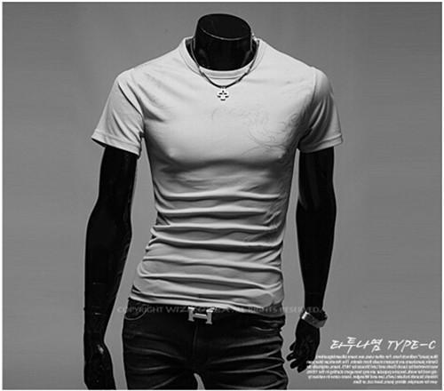 Hot New 2015 Fashion Brand T Shirts for Men.Novelty Dragon Printing Tatoo Male O Neck T Shirts Men 's Brands. TX70-T Shirt-An-E-Grey 1-XXL-JadeMoghul Inc.