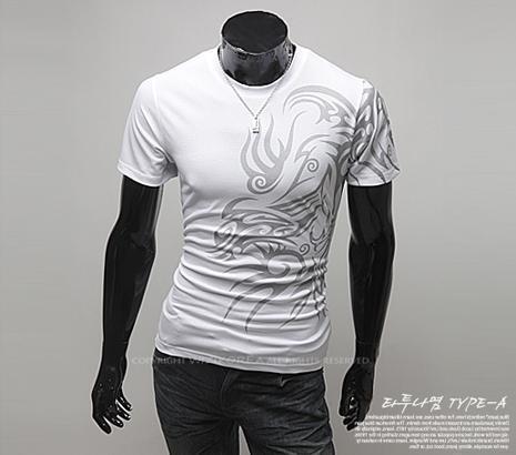 Hot New 2015 Fashion Brand T Shirts for Men.Novelty Dragon Printing Tatoo Male O Neck T Shirts Men 's Brands. TX70-T Shirt-An-E-Wwhite-XXL-JadeMoghul Inc.