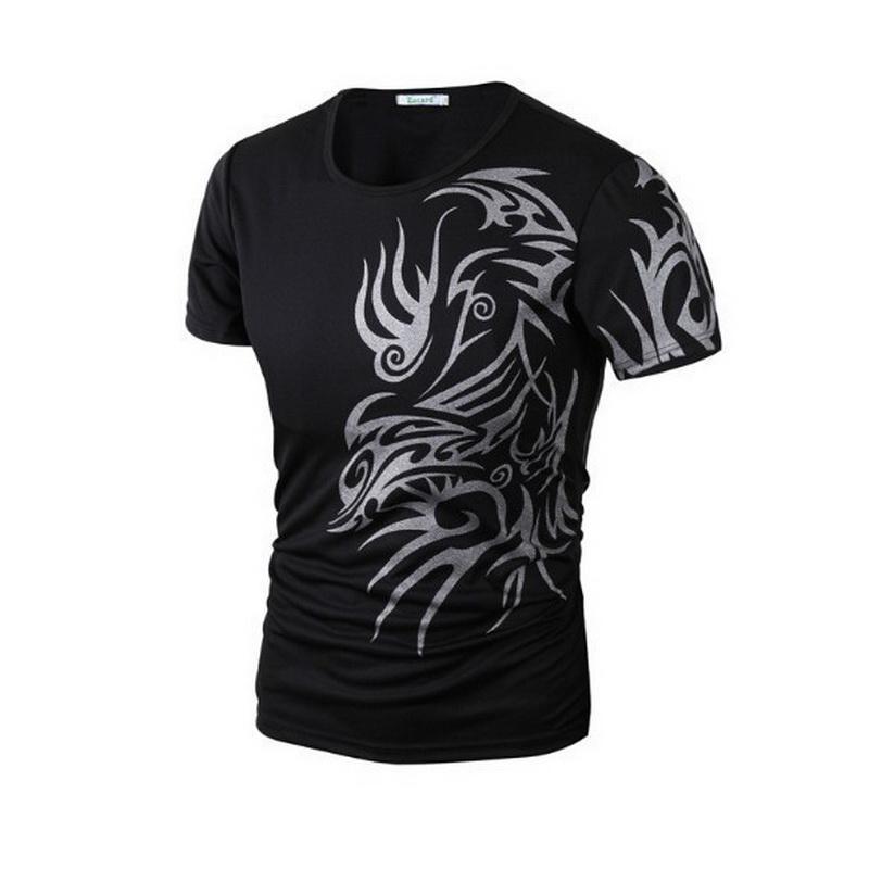 Hot New 2015 Fashion Brand T Shirts for Men.Novelty Dragon Printing Tatoo Male O Neck T Shirts Men 's Brands. TX70-T Shirt-An-E-Wwhite-XXL-JadeMoghul Inc.