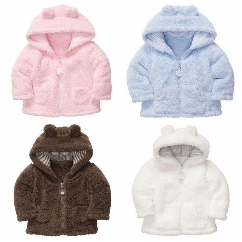 Hot Newborn Clothing Boys Girls Fall / Winter Baby Fashion Coats Baby Hoodies Thick Fleece Tops Outwear For 0-2 Years Kids-Pink-3M-JadeMoghul Inc.