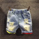 Hot sale 2017 children summer shorts jeans Boys new casual color ripped holes denim shorts pants 2-7 years !-Blue-2T-JadeMoghul Inc.