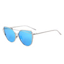 Hot Sale Mirror Flat Lense Women Cat Eye Sunglasses Classic Brand Designer Twin-Beams Rose Gold Frame Sun Glasses for Women M195-Silver Frame Blue-JadeMoghul Inc.