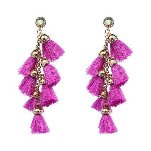 Hot sale New FIRENZE FRINGE DROPS earrings fashion women statement dangle T Earrings for women JEWELRY-purple-JadeMoghul Inc.
