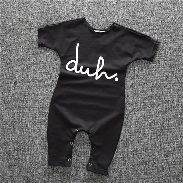 HOT sale toddler boys girls clothing infant pure color letter printing Rompers Jumpsuit Outfits-Black-7-9 months-JadeMoghul Inc.
