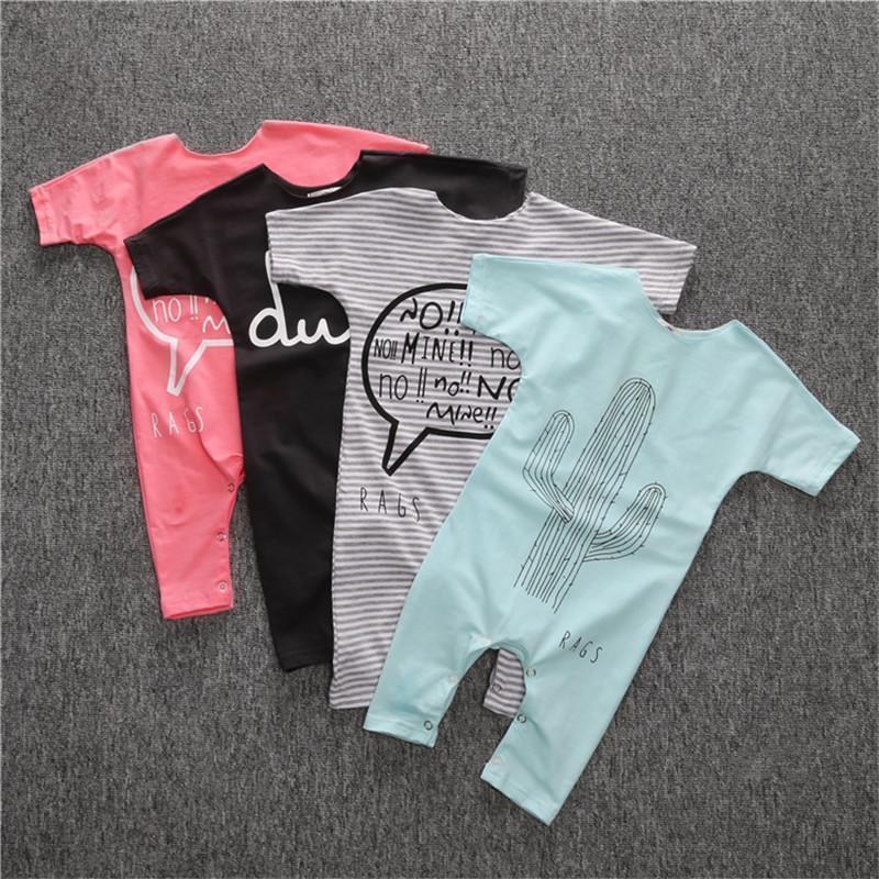 HOT sale toddler boys girls clothing infant pure color letter printing Rompers Jumpsuit Outfits-Black-7-9 months-JadeMoghul Inc.
