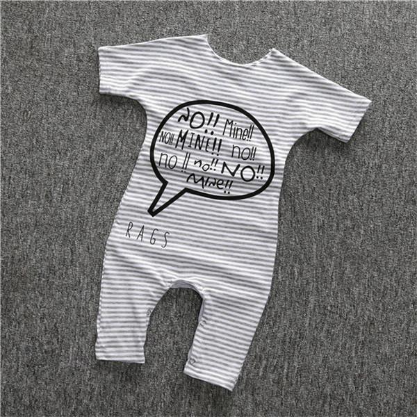 HOT sale toddler boys girls clothing infant pure color letter printing Rompers Jumpsuit Outfits-Grey-7-9 months-JadeMoghul Inc.