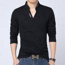 HOT SELL 2017 New Fashion Brand Men Clothes Solid Color Long Sleeve Slim Fit T Shirt Men Cotton T-Shirt Casual T Shirts 4XL 5XL-Black-Asian Size M-JadeMoghul Inc.