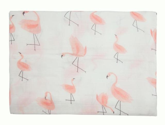 Hot Sell Muslin Baby Blanket Bamboo Fiber Newborn Bath Travel Towel Swaddle Wrap Multifunctional Quilt Bedding Size 120CM*120CM-flamingo-JadeMoghul Inc.