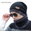 Hot Selling 2pcs Ski Cap and Scarf Cold Warm Leather Winter Hat for Women Men Knitted Hat Bonnet Warm Cap Skullies Beanies AExp