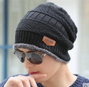 Hot Selling 2pcs Ski Cap and Scarf Cold Warm Leather Winter Hat for Women Men Knitted Hat Bonnet Warm Cap Skullies Beanies AExp
