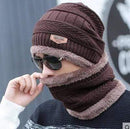 Hot Selling 2pcs Ski Cap and Scarf Cold Warm Leather Winter Hat for Women Men Knitted Hat Bonnet Warm Cap Skullies Beanies AExp