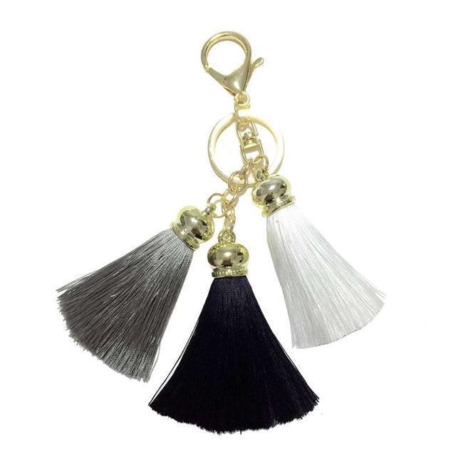 Hot selling Colorful Key Chain Bag AccessoriesIce Silk Tassel Pompom Car Keychain Handbag Key Ring-1-JadeMoghul Inc.