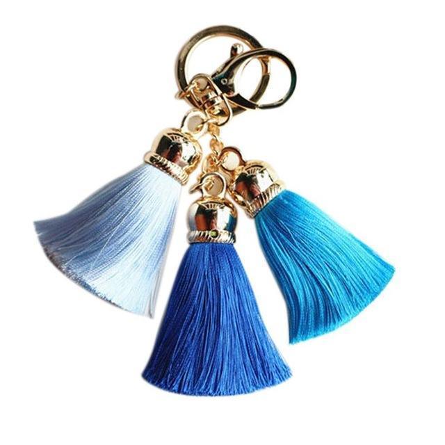 Hot selling Colorful Key Chain Bag AccessoriesIce Silk Tassel Pompom Car Keychain Handbag Key Ring-2-JadeMoghul Inc.