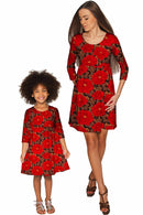 Hot Tango Gloria Empire Waist Floral Mommy and Me Dress-Hot Tango-18M/2-Red/Black/Lace-JadeMoghul Inc.