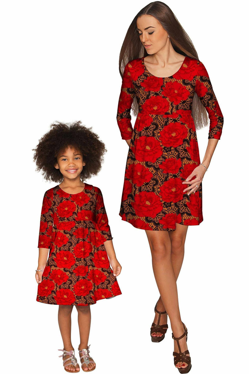 Hot Tango Gloria Fit & Flare Red Lace Print Dress - Girls-Hot Tango-18M/2-Red/Black/Lace-JadeMoghul Inc.