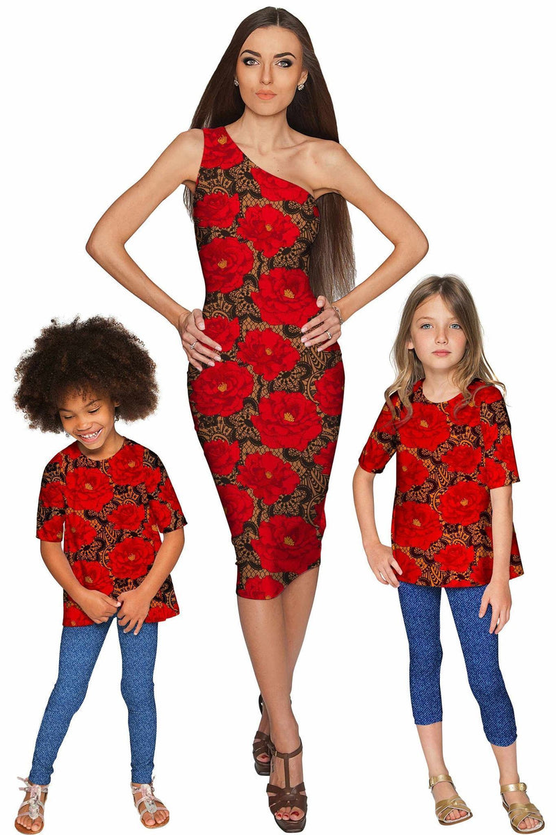 Hot Tango Sophia Red Floral Sleeved Party Dressy Top - Girls-Hot Tango-18M/2-Red/Black/Lace-JadeMoghul Inc.