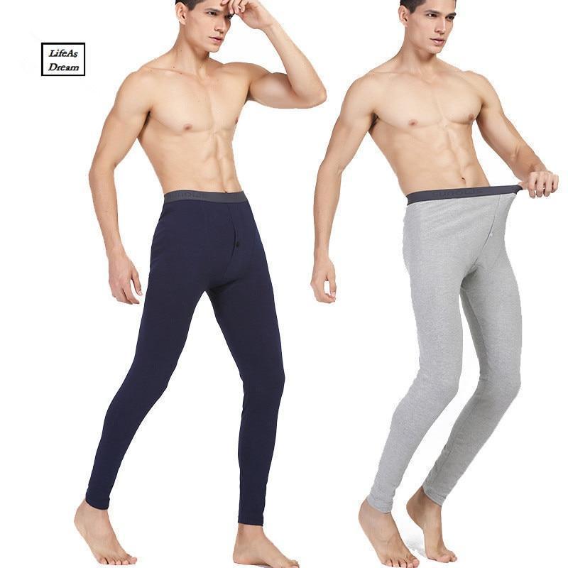 Hot Winter Men Long Johns Cotton Thermal Underwear Men Warm Long Johns Leggings Pants High Quality-Beige-L-JadeMoghul Inc.
