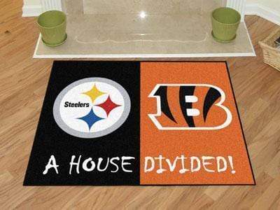 House Divided Mat Large Area Rugs Cheap NFL Steelers Bengals House Divided Rug 33.75"x42.5" FANMATS