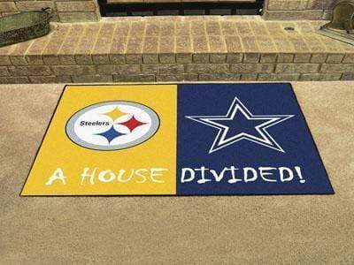 House Divided Mat Large Area Rugs Cheap NFL Steelers Cowboys House Divided Rug 33.75"x42.5" FANMATS