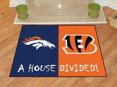 House Divided Mat Large Area Rugs NFL Broncos Bengals House Divided Rug 33.75"x42.5" FANMATS