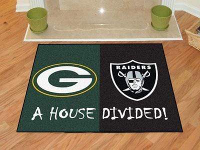 House Divided Mat Large Area Rugs NFL Packers Raiders House Divided Rug 33.75"x42.5" FANMATS