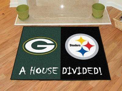 House Divided Mat Large Area Rugs NFL Packers Steelers House Divided Mat FANMATS