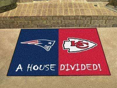 House Divided Mat Large Area Rugs NFL Patriots Chiefs House Divided Rug 33.75"x42.5" FANMATS