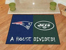 House Divided Mat Large Area Rugs NFL Patriots Jets House Divided Rug 33.75"x42.5" FANMATS