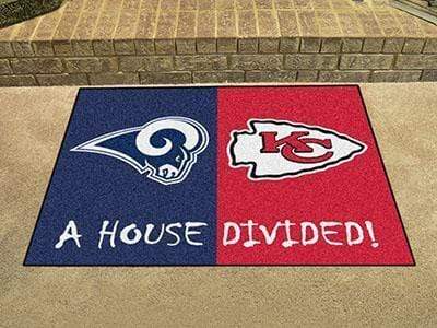 House Divided Mat Large Rugs NFL Rams Chiefs House Divided Rug 33.75"x42.5" FANMATS