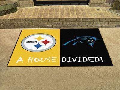 House Divided Mat Large Rugs NFL Steelers Panthers House Divided Rug 33.75"x42.5" FANMATS