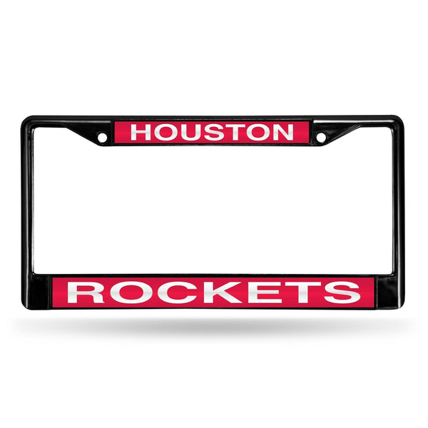 Honda License Plate Frame Houston Rockets Black Laser Chrome Frame