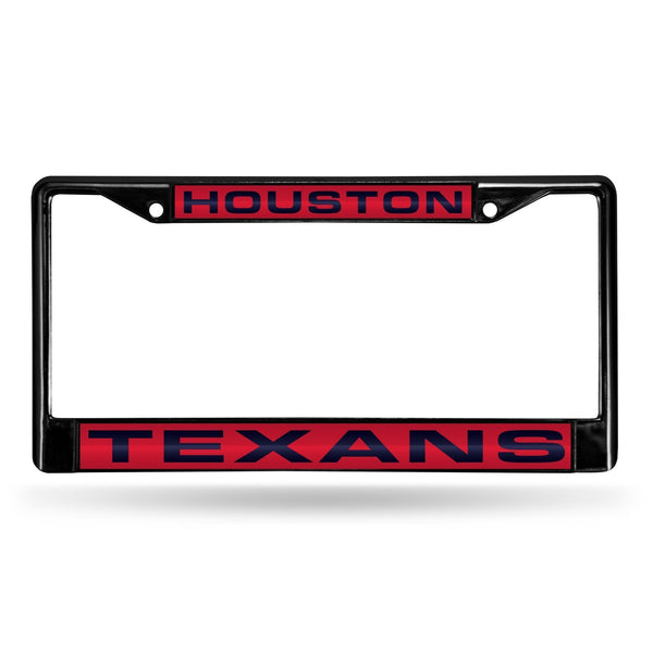 Cadillac License Plate Frame Houston Texans Black Laser Chrome Frame