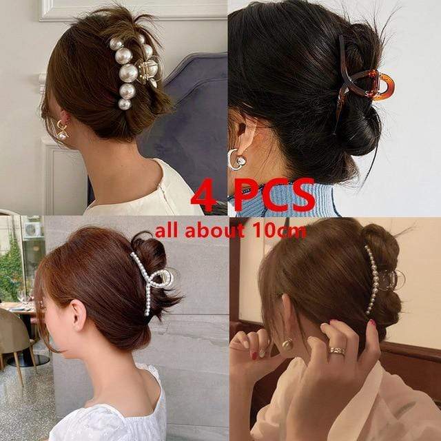 HUANZHI 2020 New Hyperbole Big Pearls Acrylic Hair Claw Clips Big Size Makeup Hair Styling Barrettes for Women Hair Accessories AExp