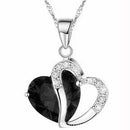 HYACINTH Elegant Shining Crystal Hollow Heart Pendant Necklace Fashion Blue Stone Heart Necklace Jewelry Wedding Party Accessory-Black-JadeMoghul Inc.