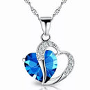 HYACINTH Elegant Shining Crystal Hollow Heart Pendant Necklace Fashion Blue Stone Heart Necklace Jewelry Wedding Party Accessory-Blue-JadeMoghul Inc.