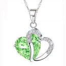 HYACINTH Elegant Shining Crystal Hollow Heart Pendant Necklace Fashion Blue Stone Heart Necklace Jewelry Wedding Party Accessory-Green-JadeMoghul Inc.