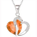 HYACINTH Elegant Shining Crystal Hollow Heart Pendant Necklace Fashion Blue Stone Heart Necklace Jewelry Wedding Party Accessory-Orange-JadeMoghul Inc.