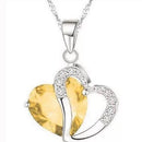 HYACINTH Elegant Shining Crystal Hollow Heart Pendant Necklace Fashion Blue Stone Heart Necklace Jewelry Wedding Party Accessory-Yellow-JadeMoghul Inc.