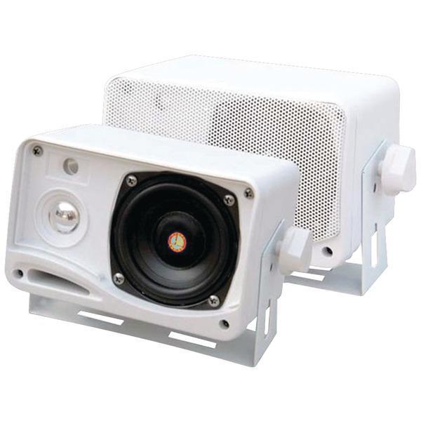 Hydra Series 3.5" 200-Watt 3-Way Weatherproof Mini-Box Speaker System (White)-Speakers, Subwoofers & Tweeters-JadeMoghul Inc.