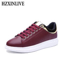 HZXINLIVE 2018 Women Vulcanized Shoes Sneakers Couple Lace Up Red Basket Shoes Breathable Walking Bling Leather Casual Flats-balck-38-JadeMoghul Inc.