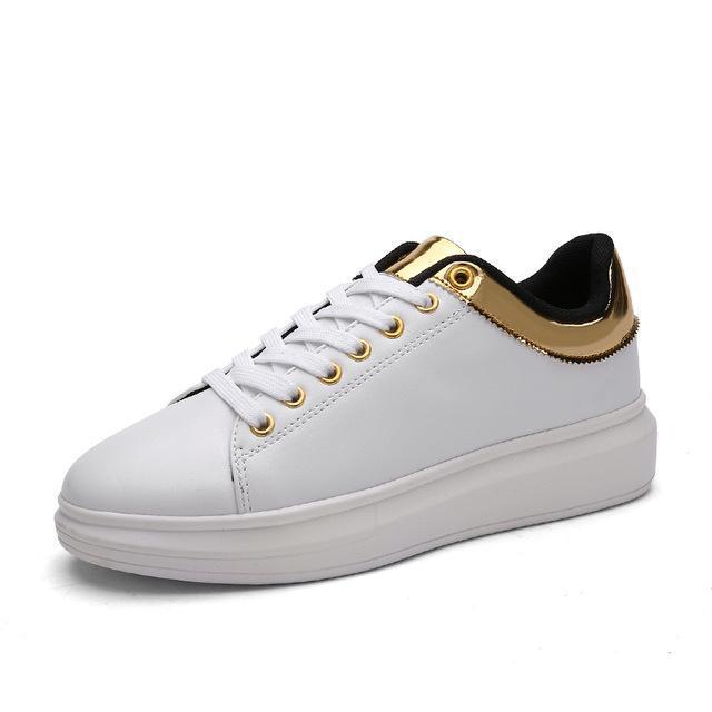 HZXINLIVE 2018 Women Vulcanized Shoes Sneakers Couple Lace Up Red Basket Shoes Breathable Walking Bling Leather Casual Flats-white-38-JadeMoghul Inc.