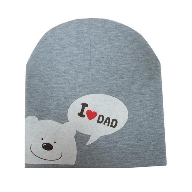 I LOVE MOM/DAD Cartoon Bear Knitted Cotton Beanie Cap Cute Baby Hat Warm Spring Autumn Hats Caps for 0.5-3years old children-dad Grey-JadeMoghul Inc.